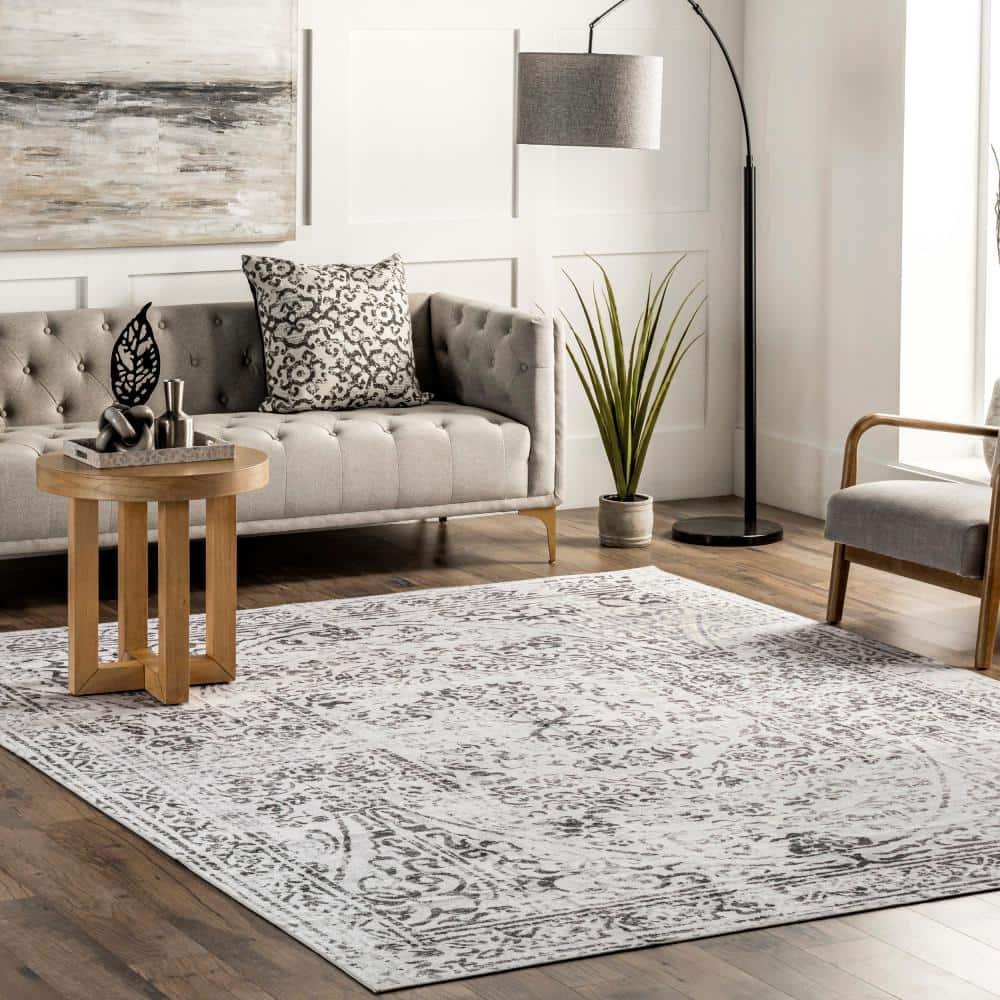 Nuloom Bess Persian Vintage Pet Friendly Machine Washable Area Rug, 4' x 6', Ivory