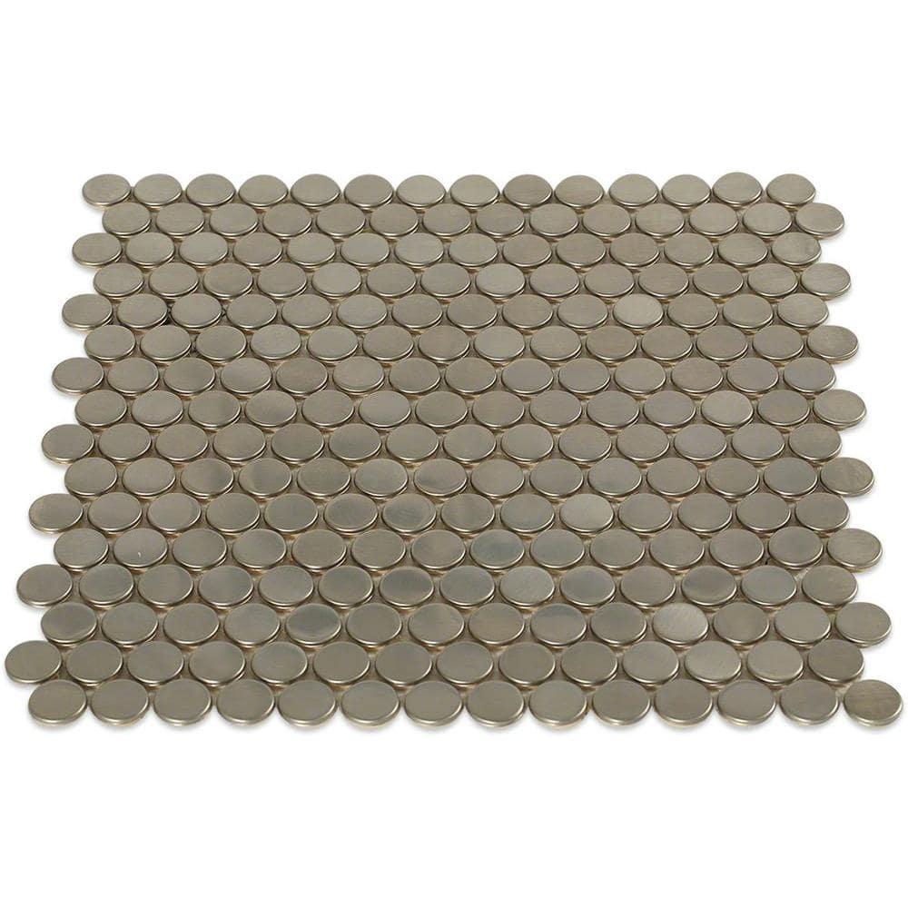 Stainless Steel 0.75" x 0.75" Stainless Steel Penny Round Mosaic Wall Tile