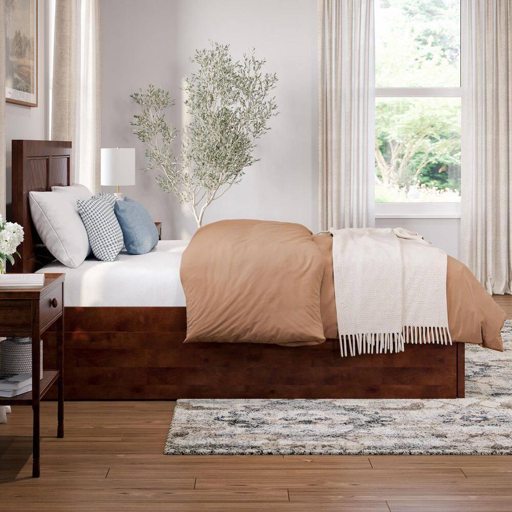 AFI Canyon Walnut Solid Wood Platform Bed with Matching Footboard & Twin Trundle, Full