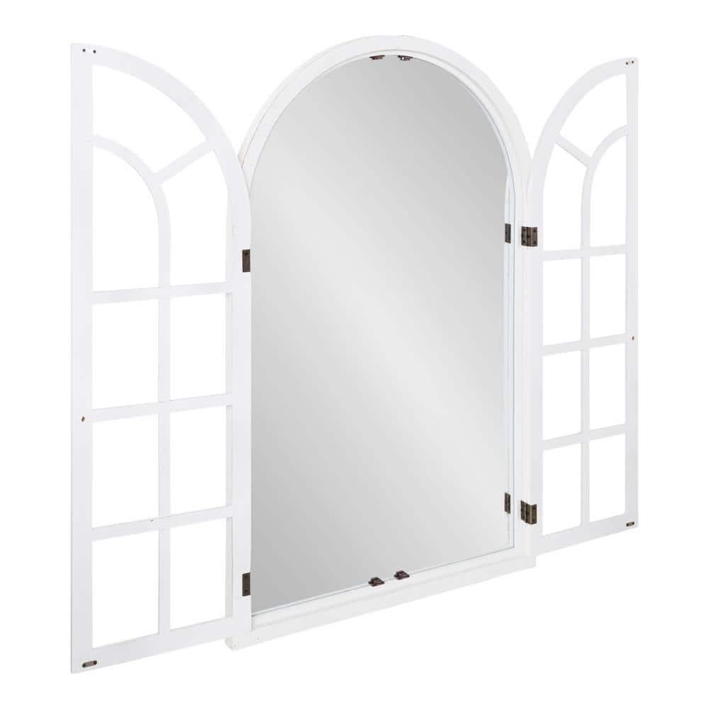 28"x44" Boldmere Arch Wall Mirror White - Kate & Laurel All Things Decor: Rustic Farmhouse Windowpane
