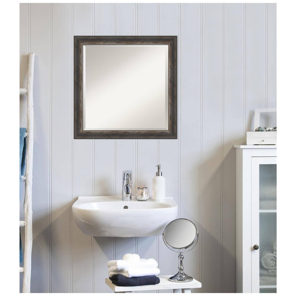 Bronze Bark Texture Rectangular Wood Vanity Mirror 30x30