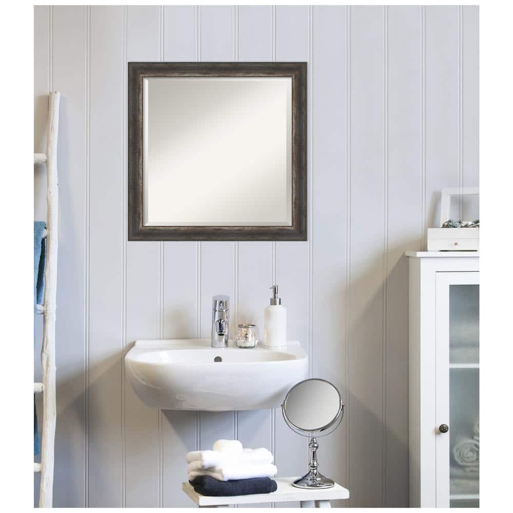 Bronze Bark Texture Rectangular Wood Vanity Mirror 30x30