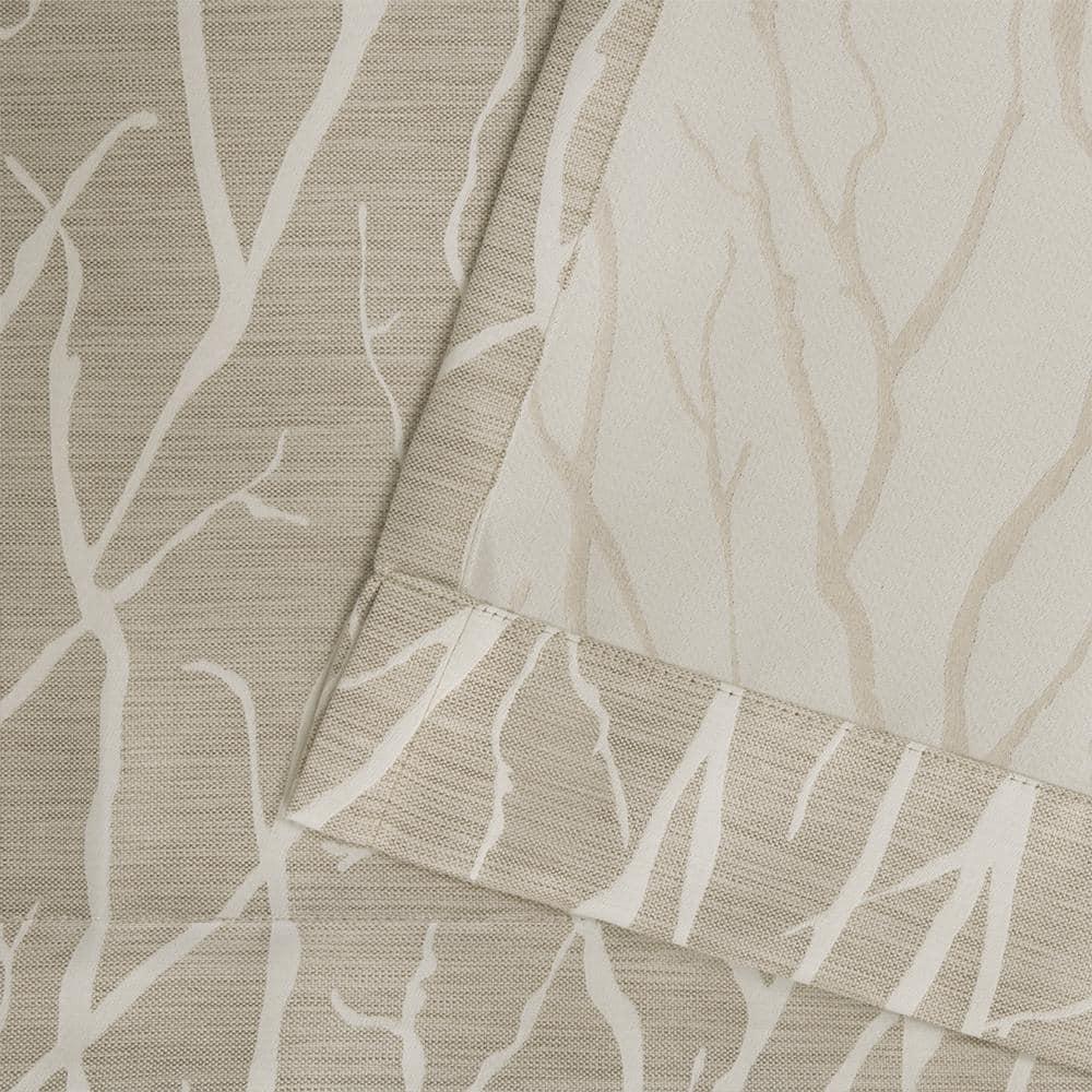 EXCLUSIVE HOME Forest Hill Woven Room Darkening Blackout Grommet Top Curtain Panel Pair, 52"x84", Natural