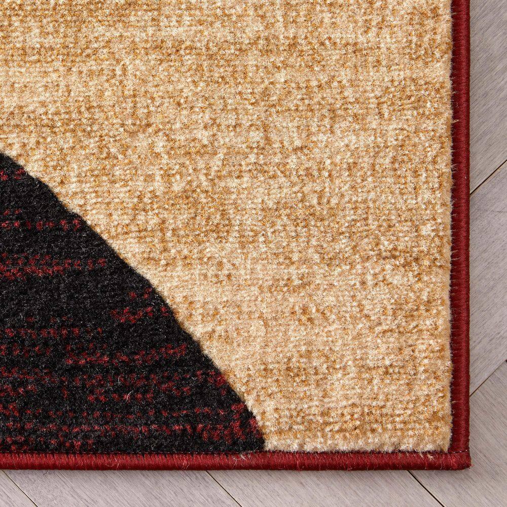 Well Woven 5 x 7 (ft) Loomed Polypropylene Red Rectangular Indoor Geometric Mid-Century Modern Area rug
