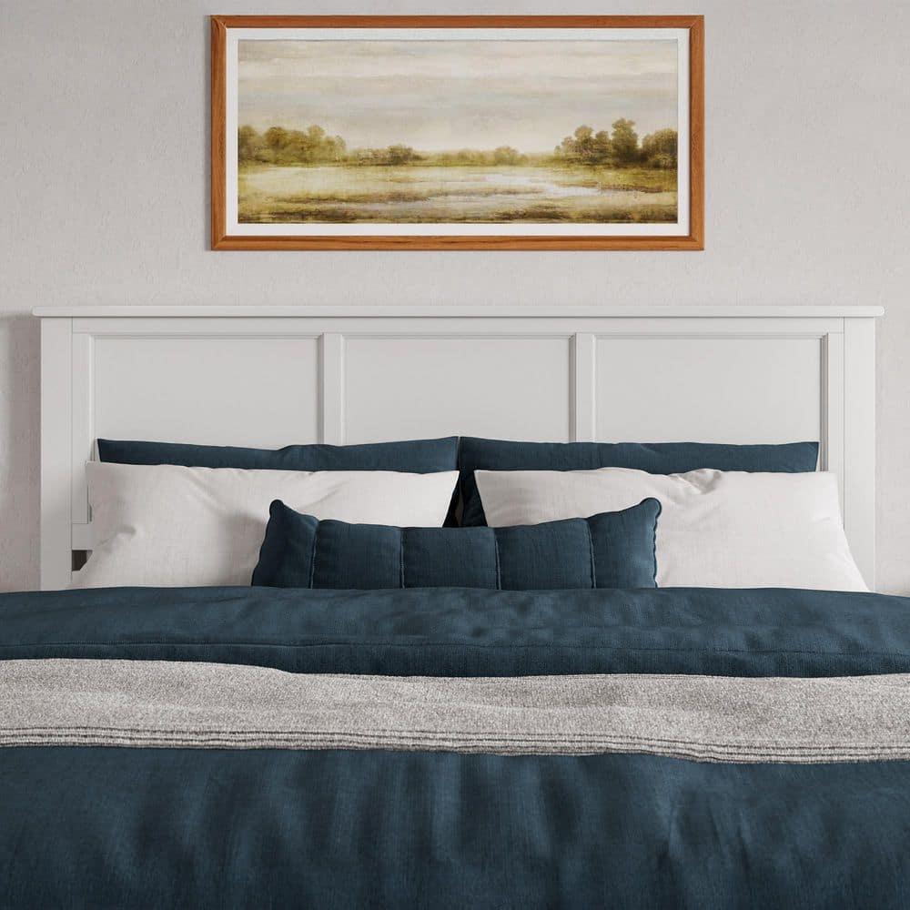 AFI Charlotte King Solid Wood Low Profile Platform Bed, White