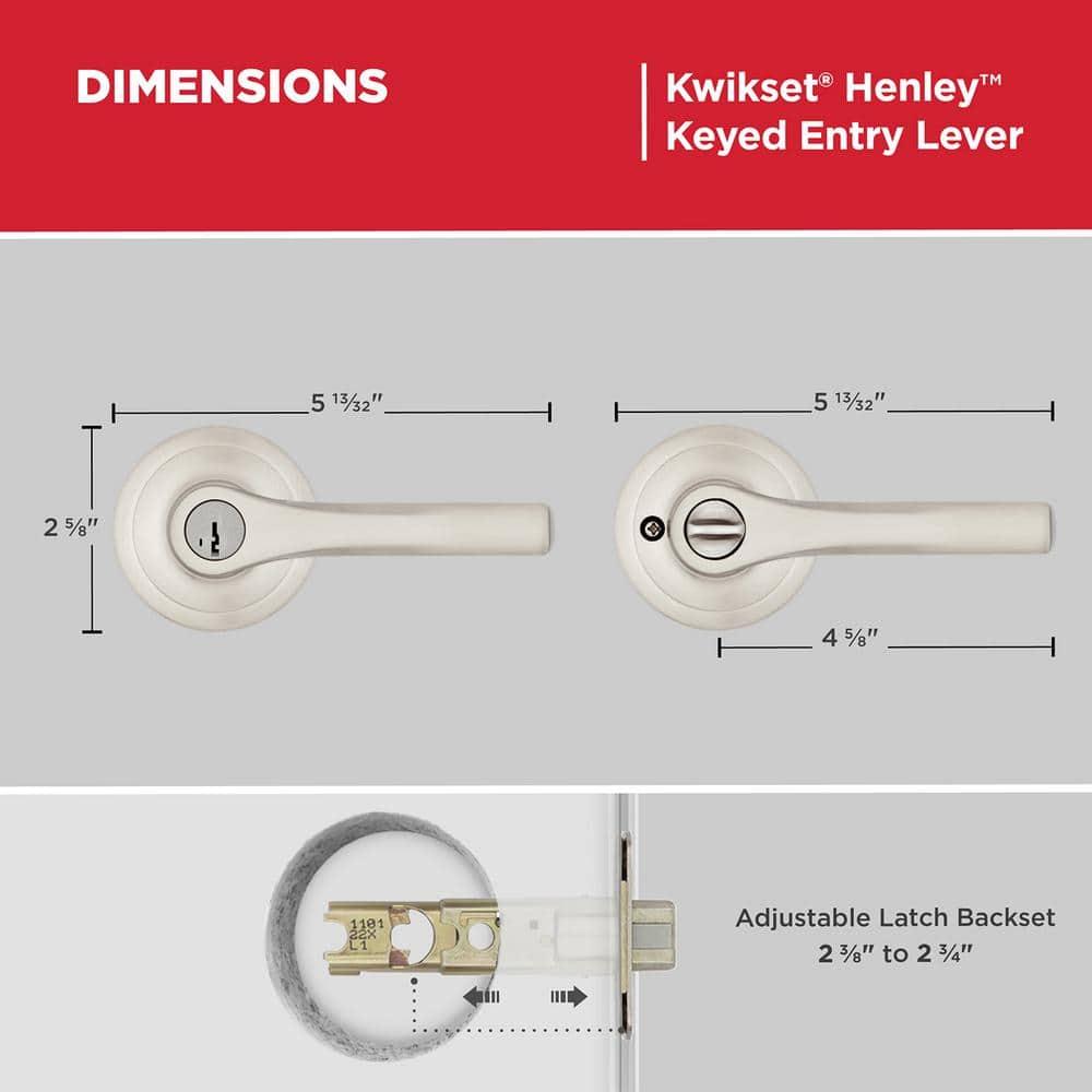 Kwikset 405Hyl-S Henley Single Cylinder Keyed Entry Door Lever Set - Nickel