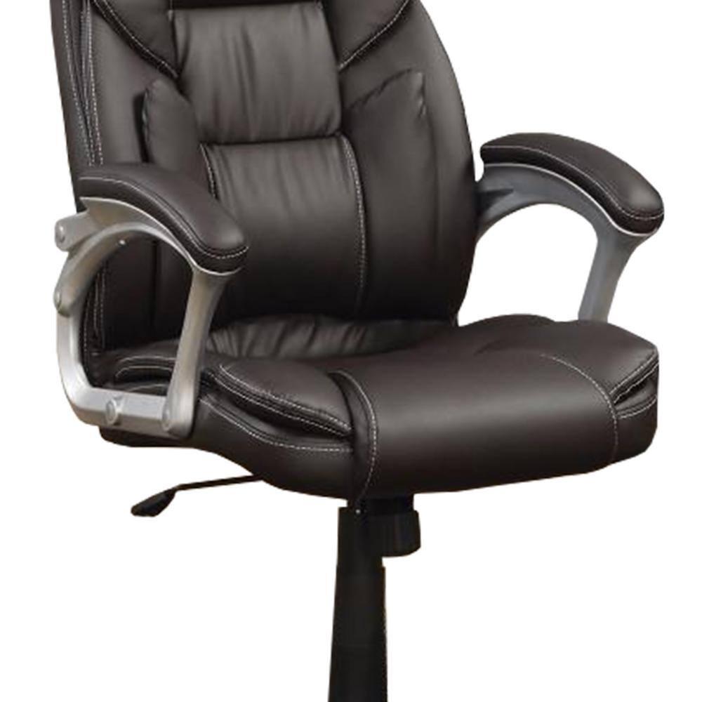 Benjara Executive High Back Leather Chair, Dark Brown-Color:Dark Brown