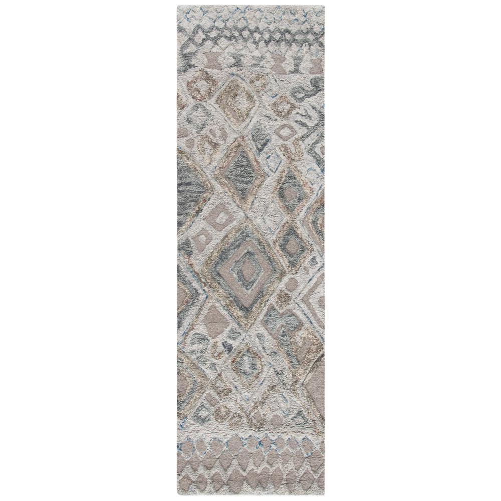 Casablanca Shag CSB618 Hand Tufted Indoor Runner Rug - Grey/Olive - 2'3"x8' - Safavieh