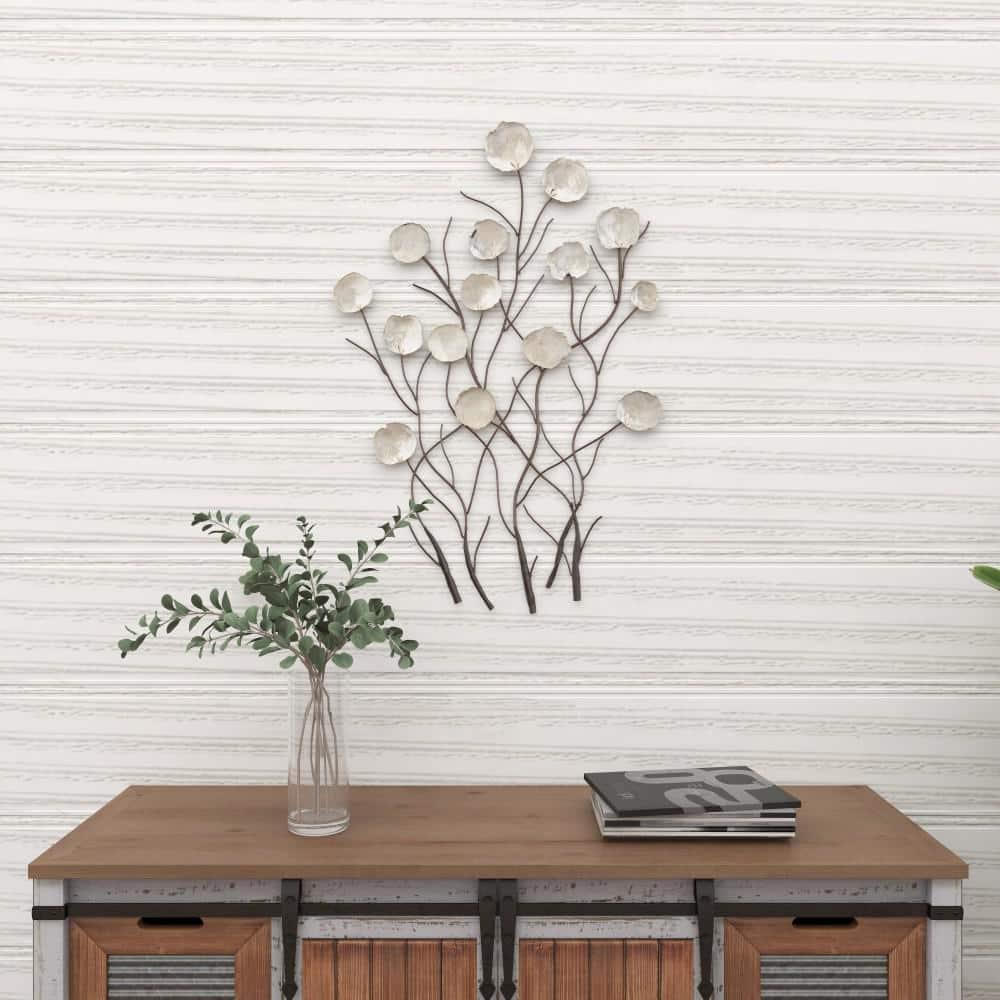 Metal Floral Wall Decor with Capiz Accents White - Olivia & May