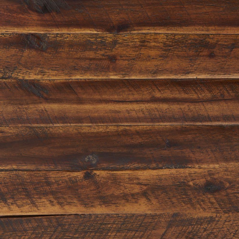 Alaterre Furniture Claremont Rustic Wood Bench with Low Shelf Dark Brown: Steel Frame, Non-Upholstered, 400lb Capacity