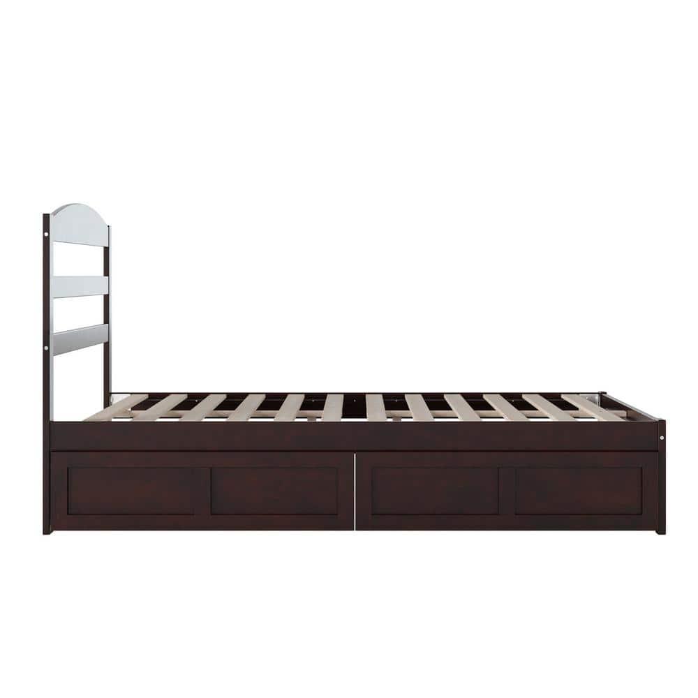 Warren, Solid Wood Platform Bed with Storage Drawers (Set of 2), Full, Espresso