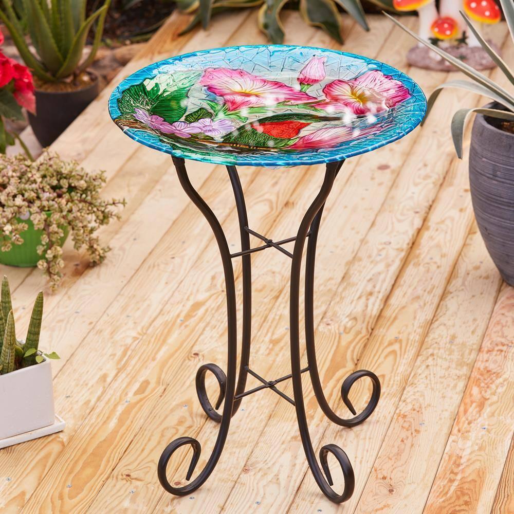 Glass Single Tier Birdbath