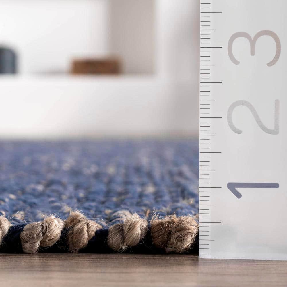 Nuloom 3x5 Elfriede Jute & Cotton Hand Woven Indoor Area Rug, Blue, Solid Rustic Farmhouse Style Natural Fiber Bedroom, Living Room,
