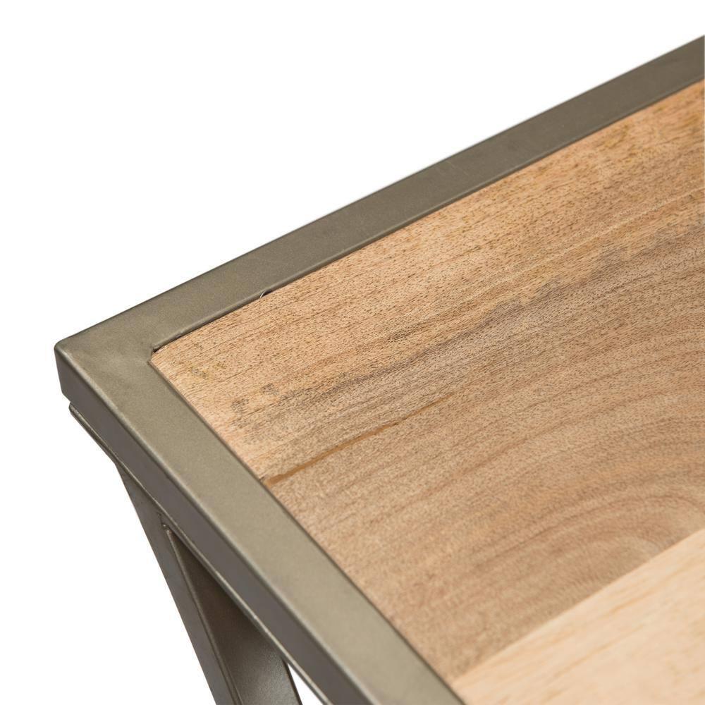 Noble House Ayaan Modern Industrial Handcrafted Mango Wood Console Table, Natural Finish and Silver
