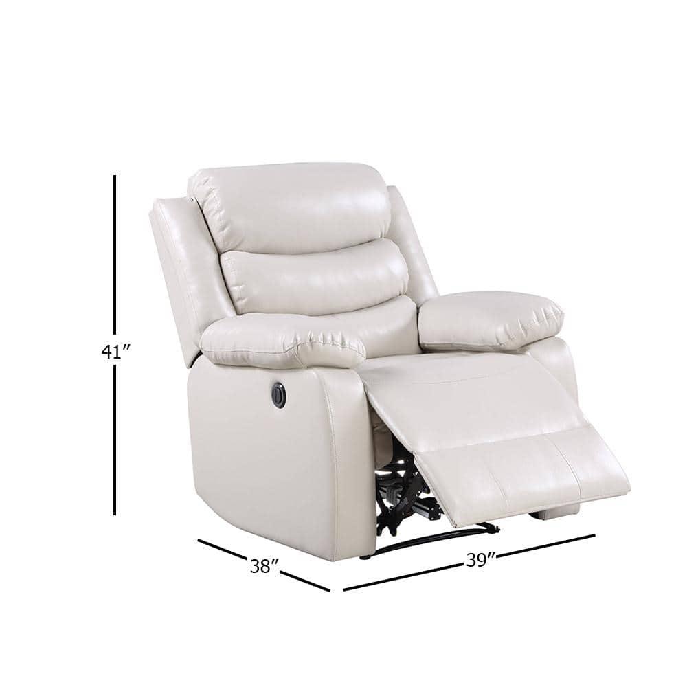 39" Eilbra PU Accent Chair Beige - Acme Furniture: Smooth Faux Leather, Pocket Coil Seating