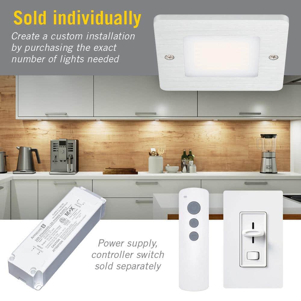 Square Low Profile Under Cabinet LED Puck Light, 3000K