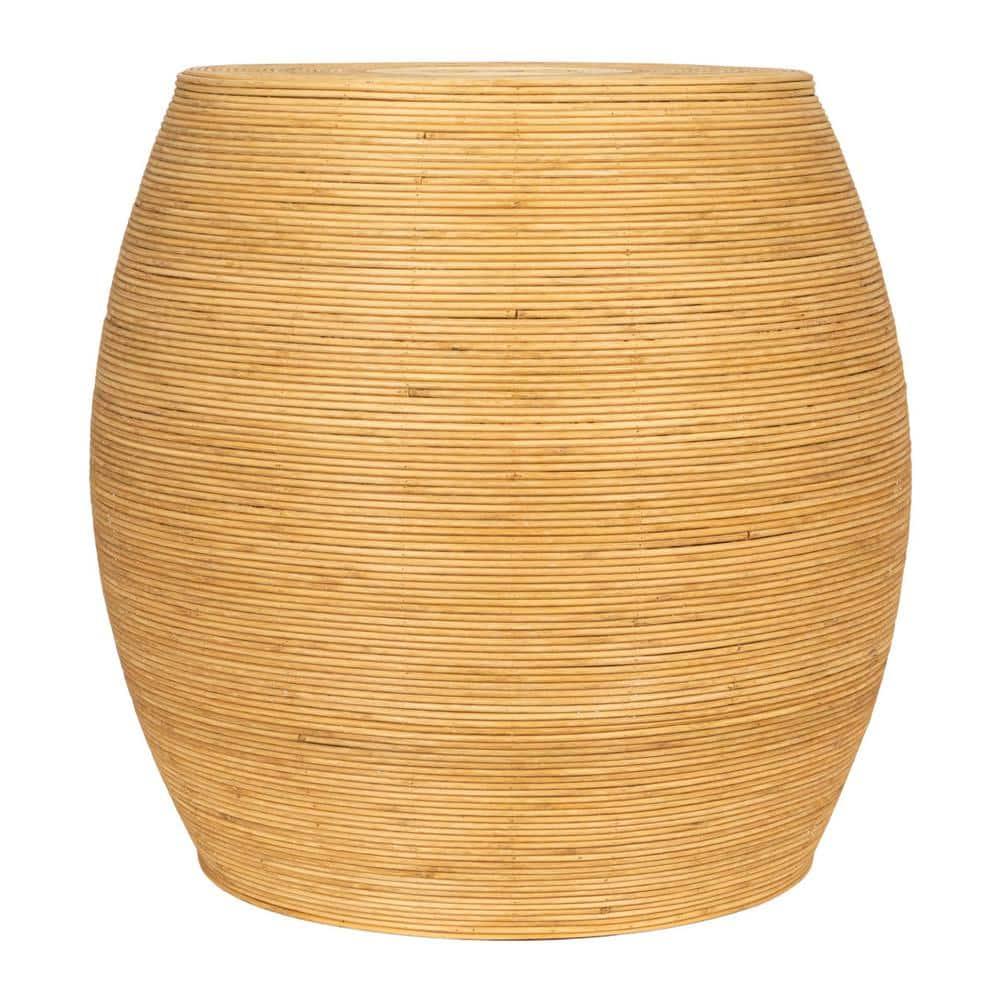 Storied Home Round Barrel Accent Table Natural