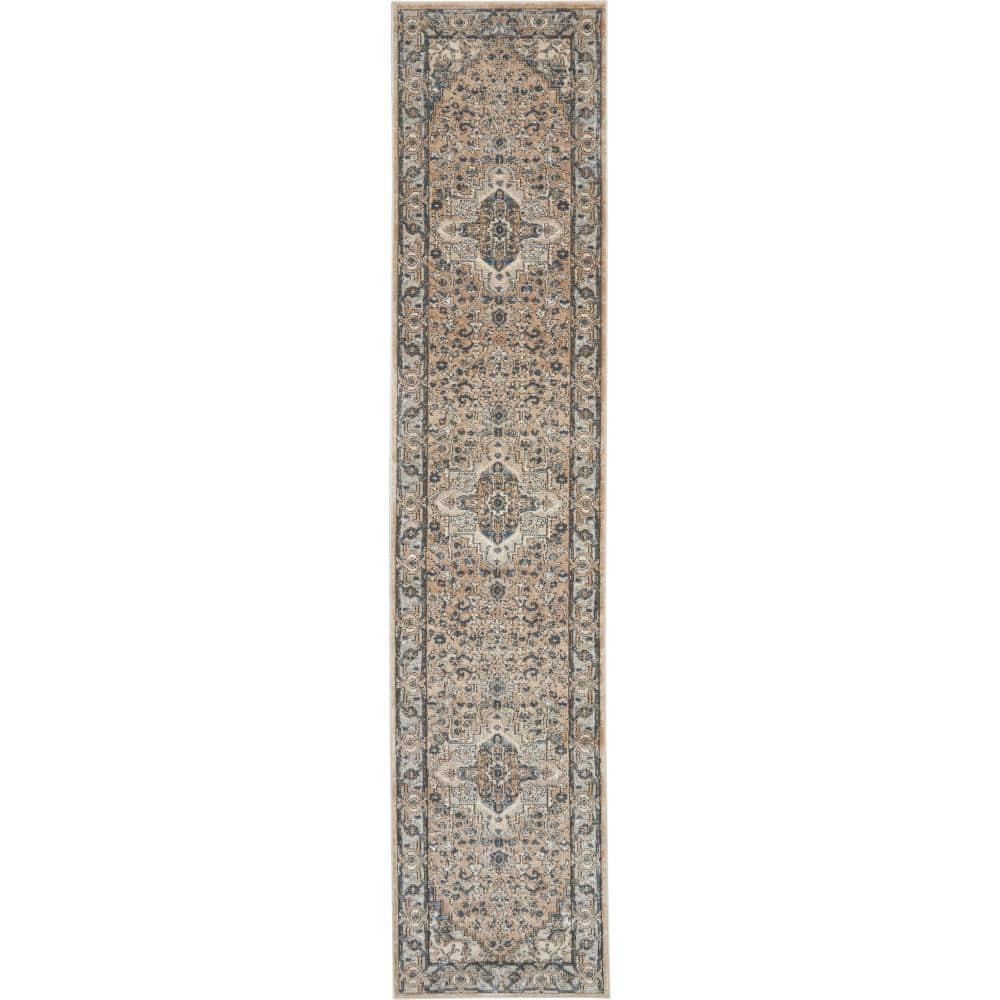 Nourison Concerto Center Medallion Indoor Rug Beige Grey 2'2" x 10'