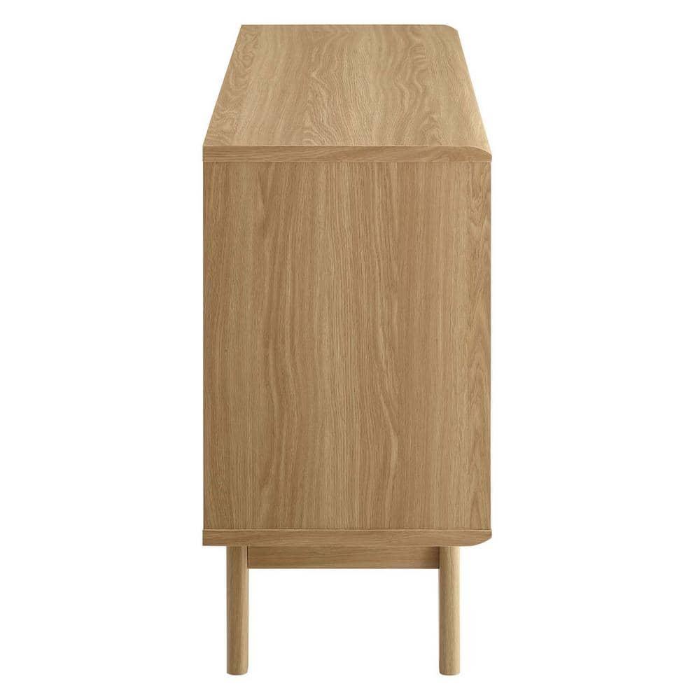 Modway Render Display TV Stand for TVs up to 48" Oak: Modern Media Console with Fixed Shelves, MDF Construction