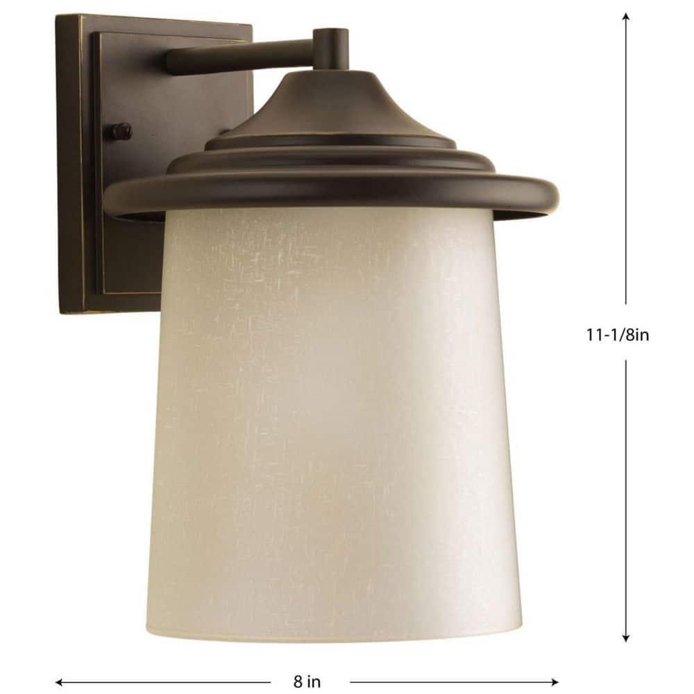 Progress Lighting Essential 1-Light Outdoor Wall Lantern, Antique Bronze, Etched Umber Linen Glass Shade