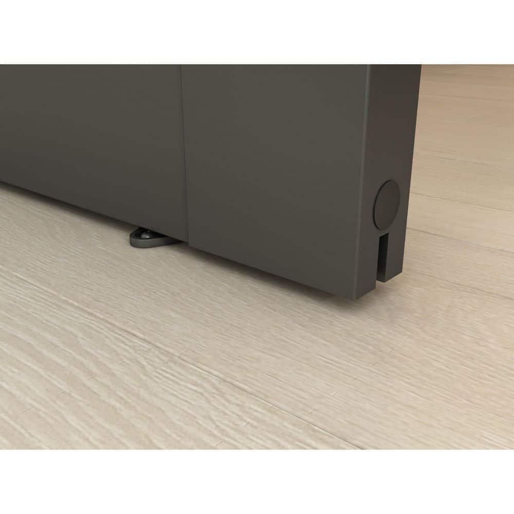 Calhome 5 Lite Tempered Frosted Glass Finished Composite Interior Sliding Barn Door with Hardware Kit