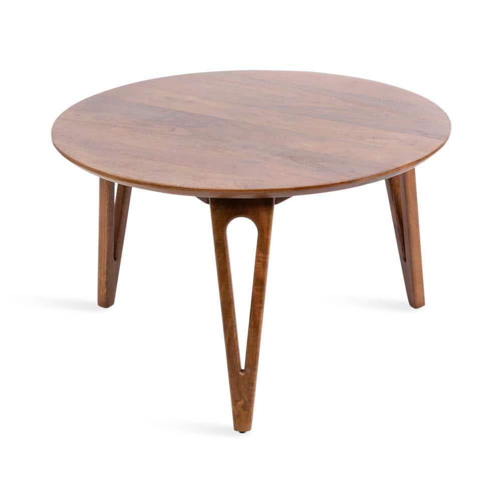 Kate and Laurel Kershaw Round Coffee Table, 30x30x19, Walnut Brown