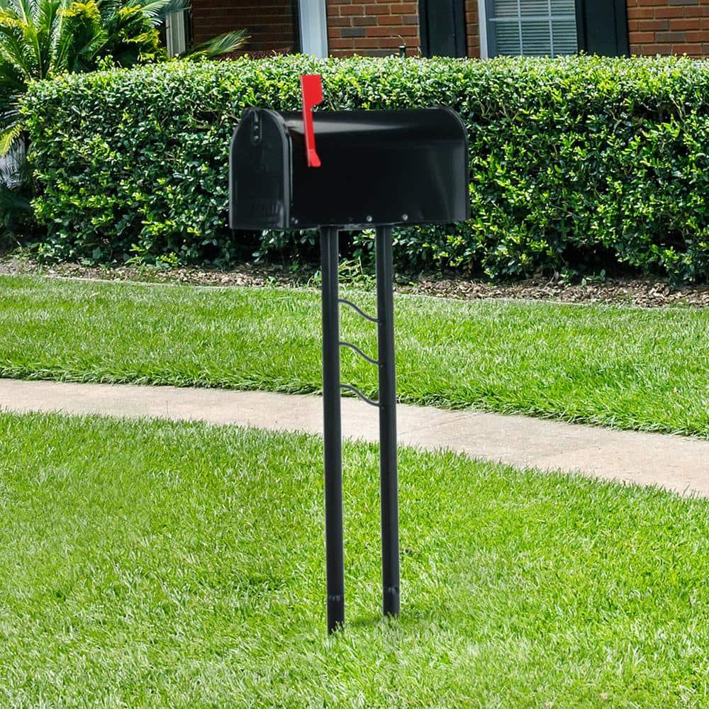 Mailbox-To-Go Classic Galvanized Steel Post Mount Mailbox, Black