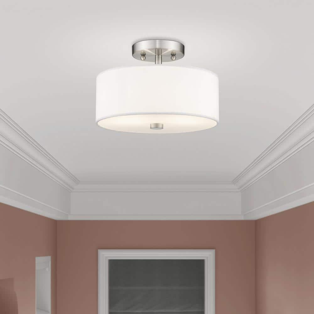 Livex Lighting Meridian 2 - Light Semi-Flush Mount in  Brushed Nickel