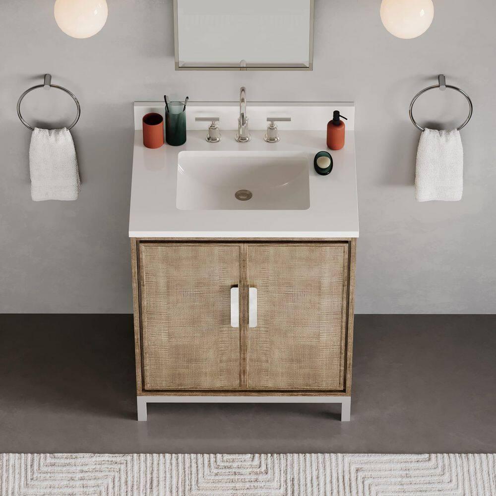 Westin 30" Lustrous Walnut Freestanding Bathroom Vanity with Quartz Top