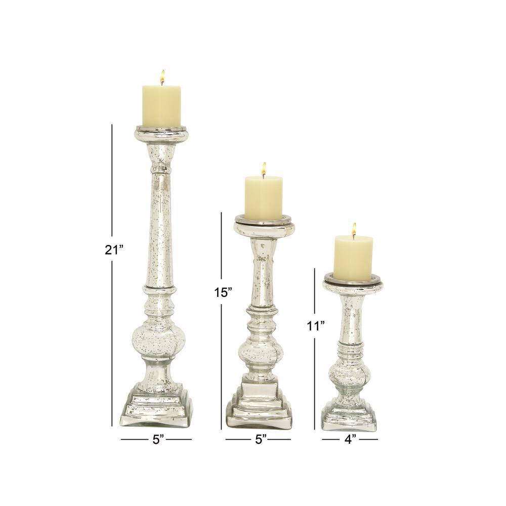 Set of 3 Traditional Glass Candle Holders - Olivia & May