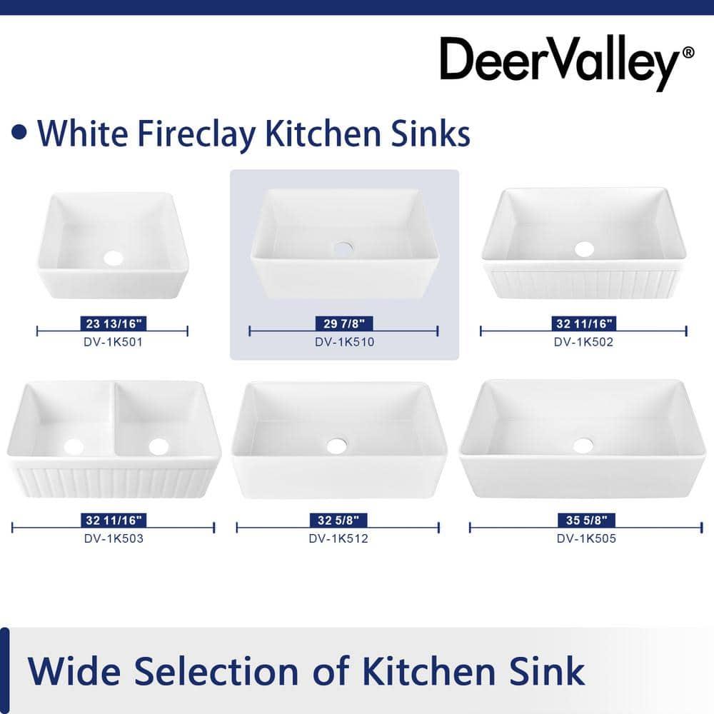 Grove 30" L X 18" W Rectangular White Single Basin Fireclay Farmhouse / Apron Kitchen Sink with Grid and Strainer