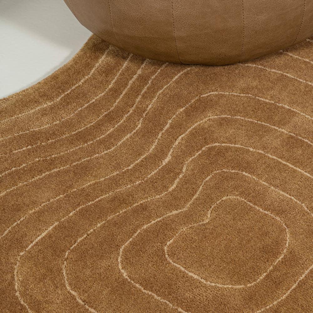 JONATHAN Y Retro Bohemian Abstract Striped Handwoven Wool Light Brown/Beige 6 ft. x 9 ft. Area Rug