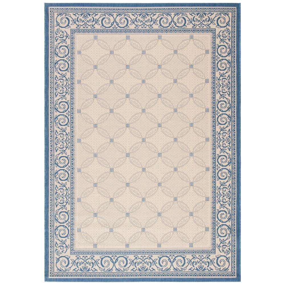 Courtyard CY7427 Power Loomed Indoor/Outdoor Area Rug - Beige/Navy - 5'3"x7'7" - Safavieh.