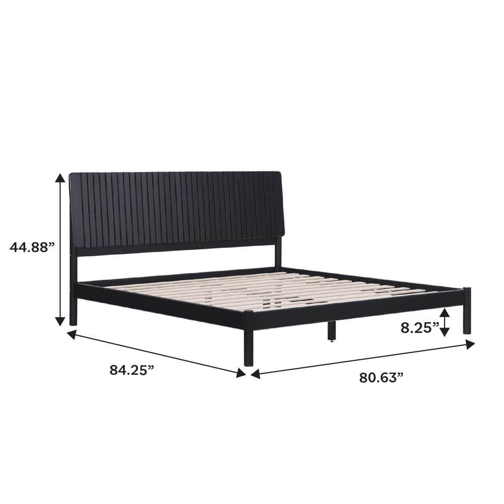 Walker Edison Transitional Solid Wood Platform King Bed - Black