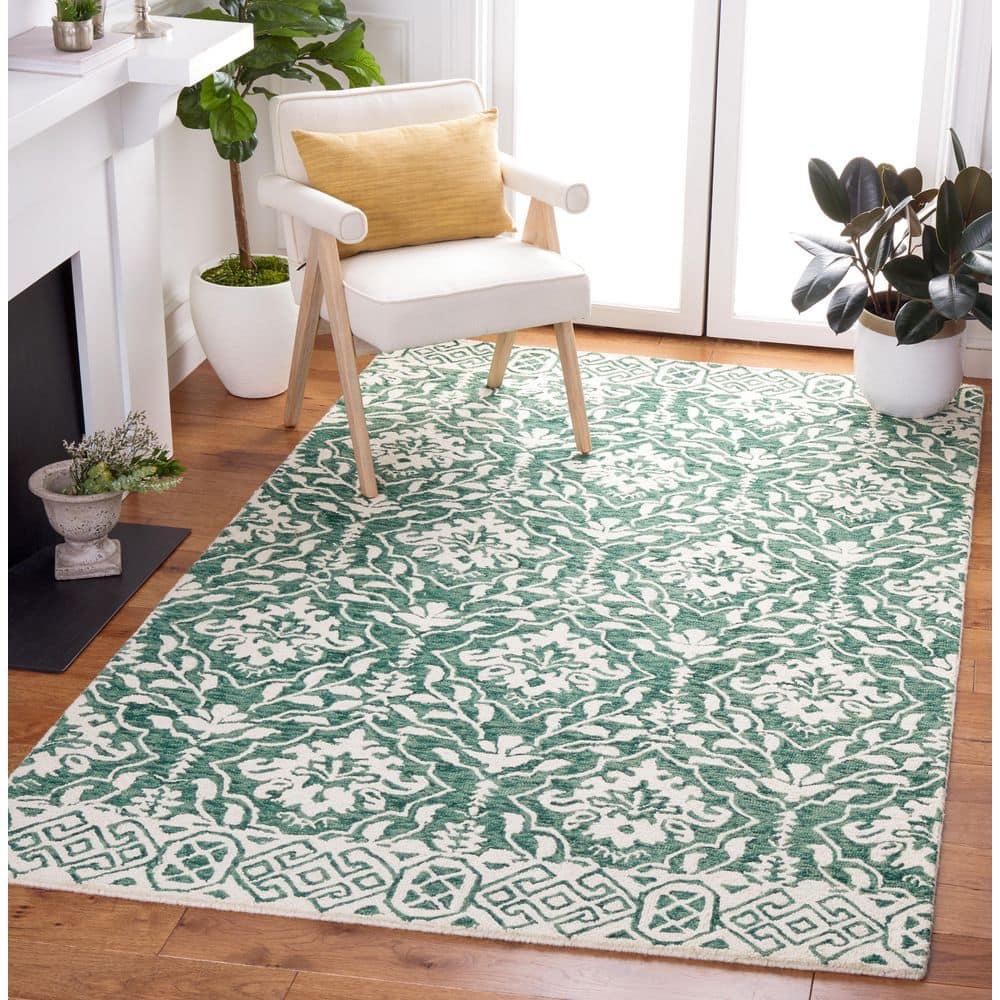 Dip Dye DDY901 Hand Tufted Area Rug - Dark Green/Ivory - 5'x8' - Safavieh.