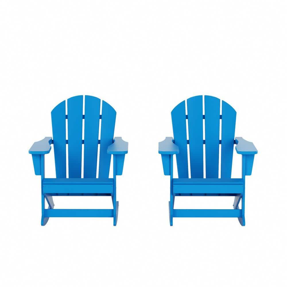 JUSTLET Plastic Adirondack Rocking Chair,HDPE All-Weather Outdoor Rocking Adirondack Chair for Porch, Patio, Balcony,Tiffany