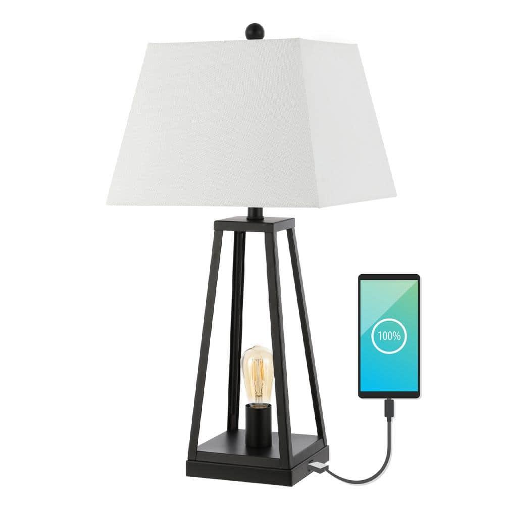JONATHAN Y Noah 28.5" Classic Industrial Iron Nightlight LED Table Lamp with USB by JONATHAN  Y