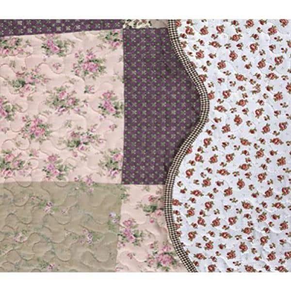 J&V TEXTILES Gray Patchwork Patchwork Traditional Printed Reversible Premium Quilt Sets (3-Piece Full/Queen)