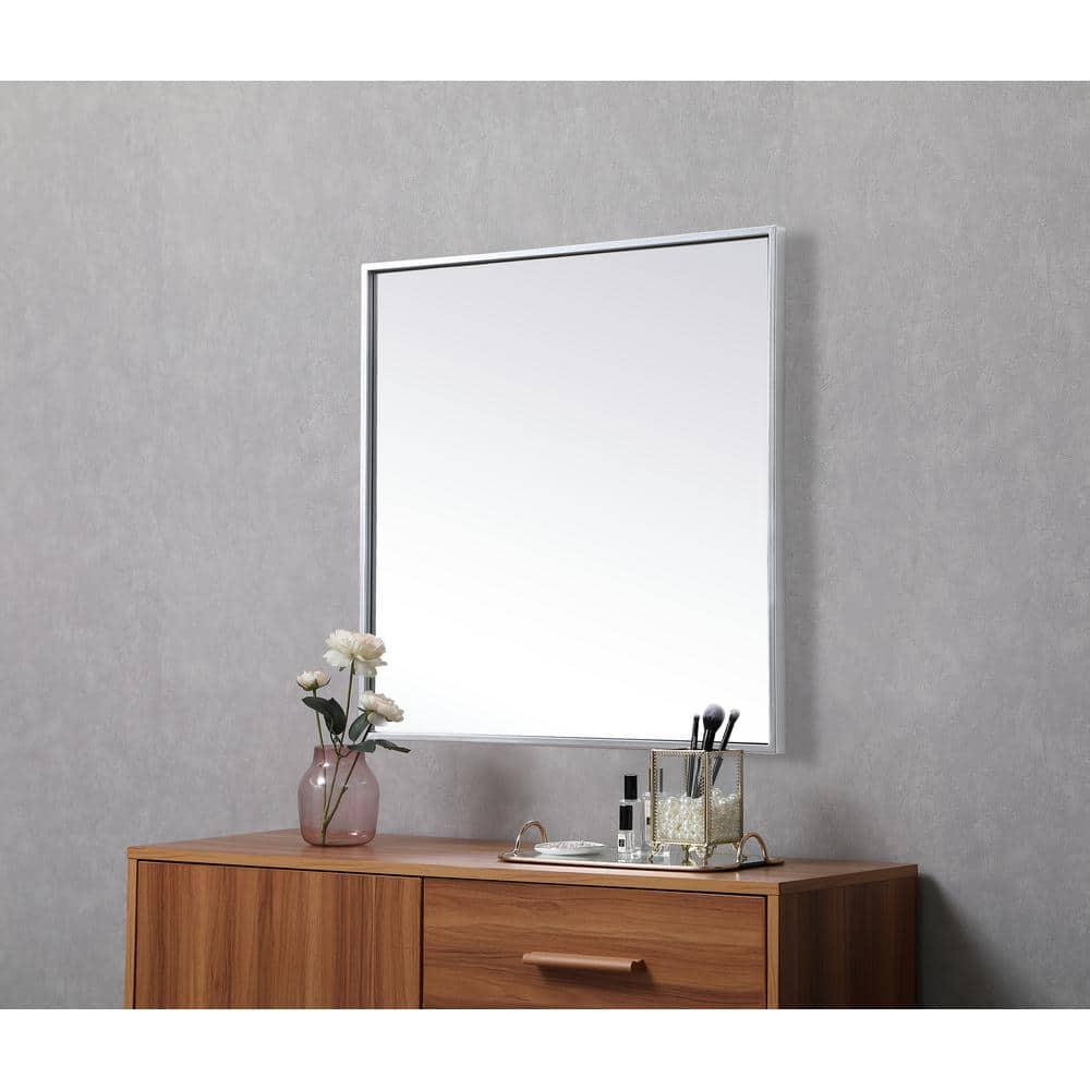 Elegant Lighting Metal Frame Square Mirror 24 inch in Silver
