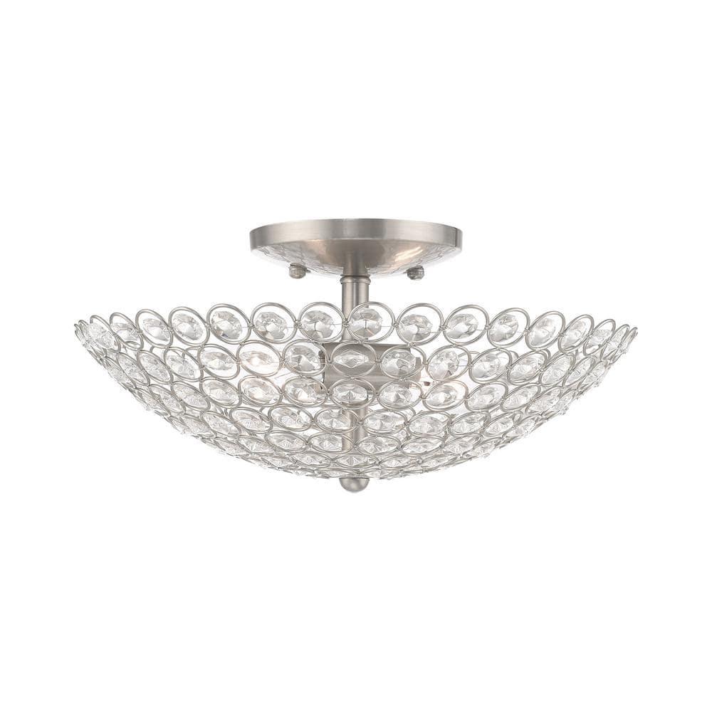 Livex Lighting Cassandra 2 - Light Semi-Flush Mount in  Brushed Nickel