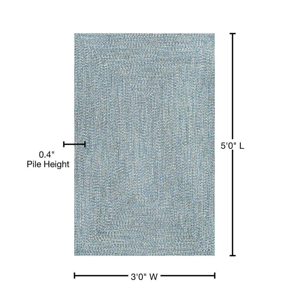 nuLOOM Wynn Braided Indoor/Outdoor Aqua 3' x 5' Casual Area Rug