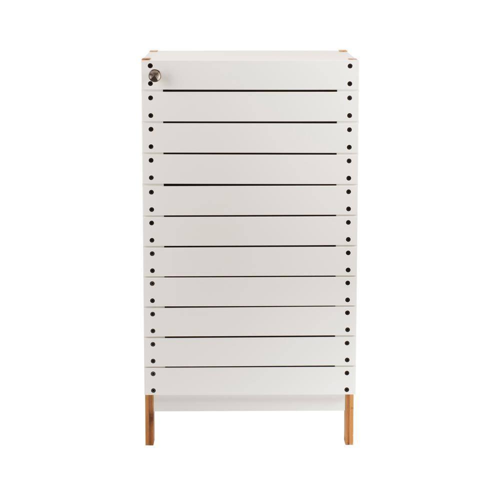Deluxe Bamboo Floor Cabinet with Accent Slats Brown/White - Organize It All