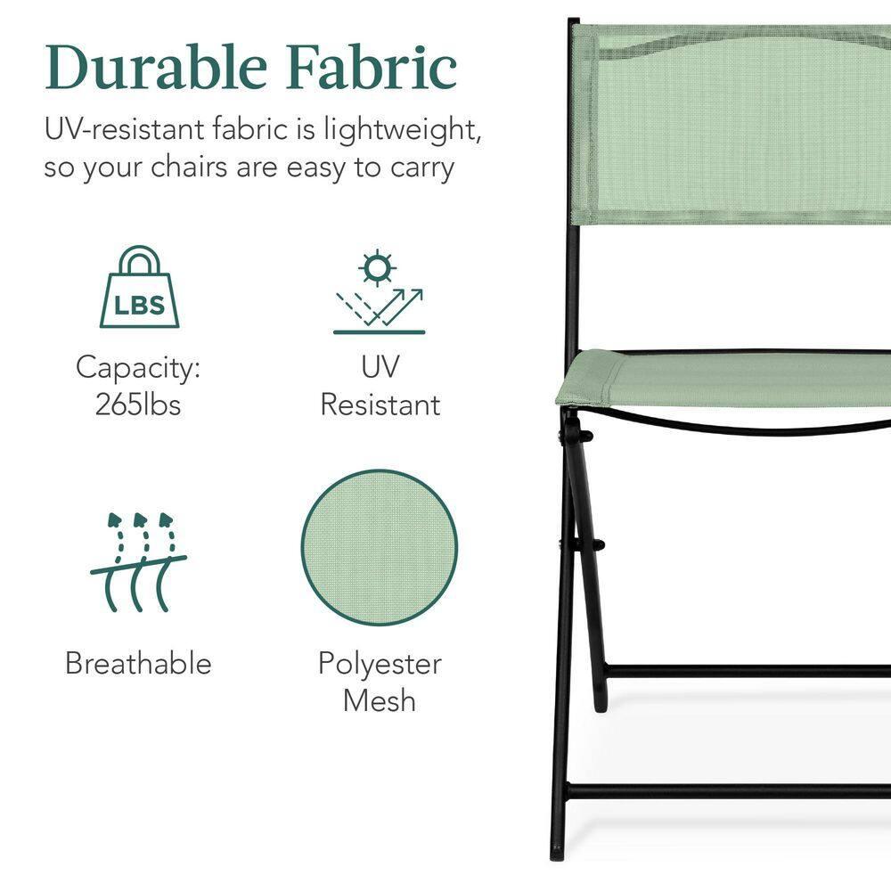 George Oliver 3-Piece Patio Bistro Dining Furniture Set W/ Glass Tabletop, Folding Chairs