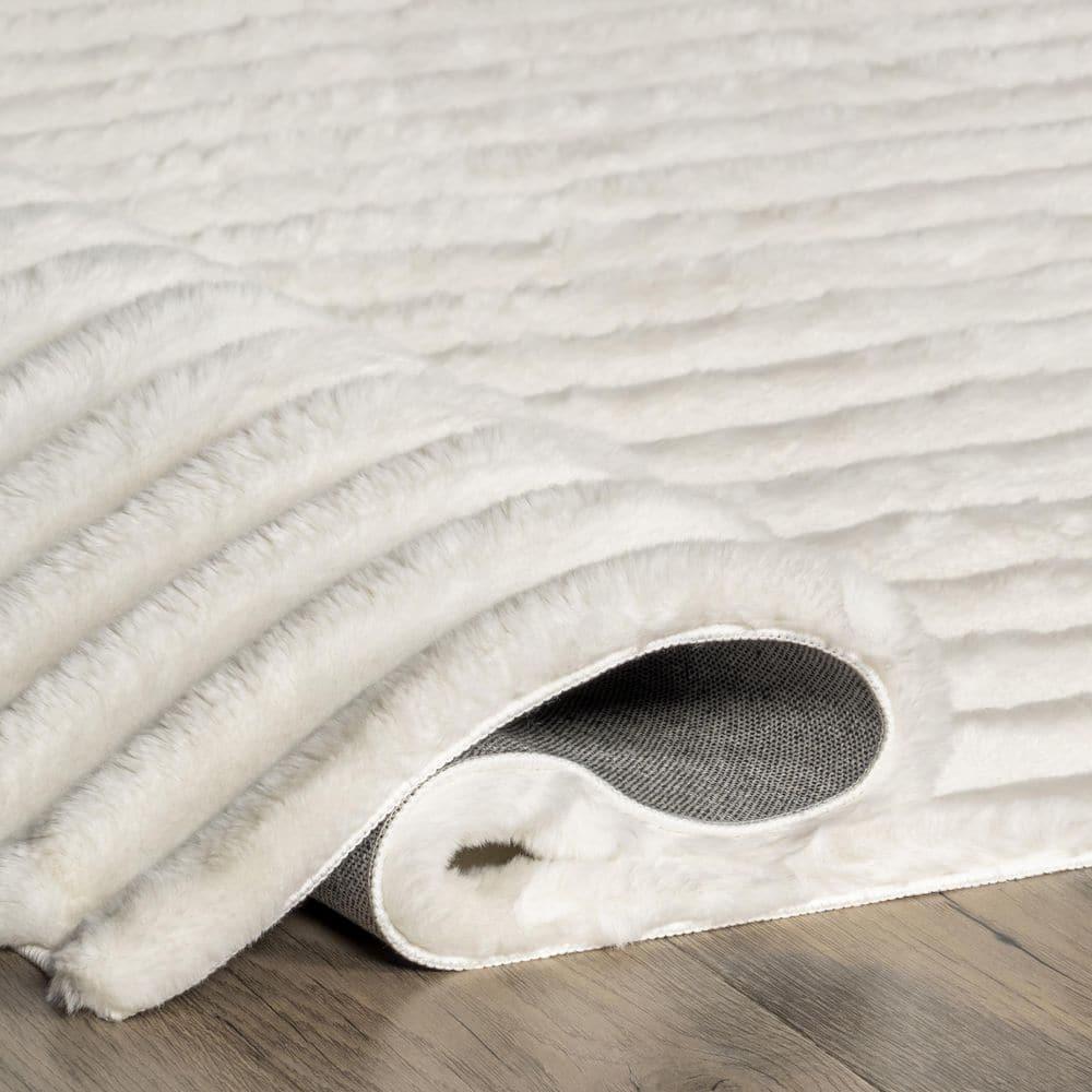 nuLOOM 5' x 8' Cozy Plush SuperiorWash Area Rug, Machine Washable, Non-Slip, Soft Fluffy Shag Carpet for Living Room Bedroom Nursery, Kai Off-white