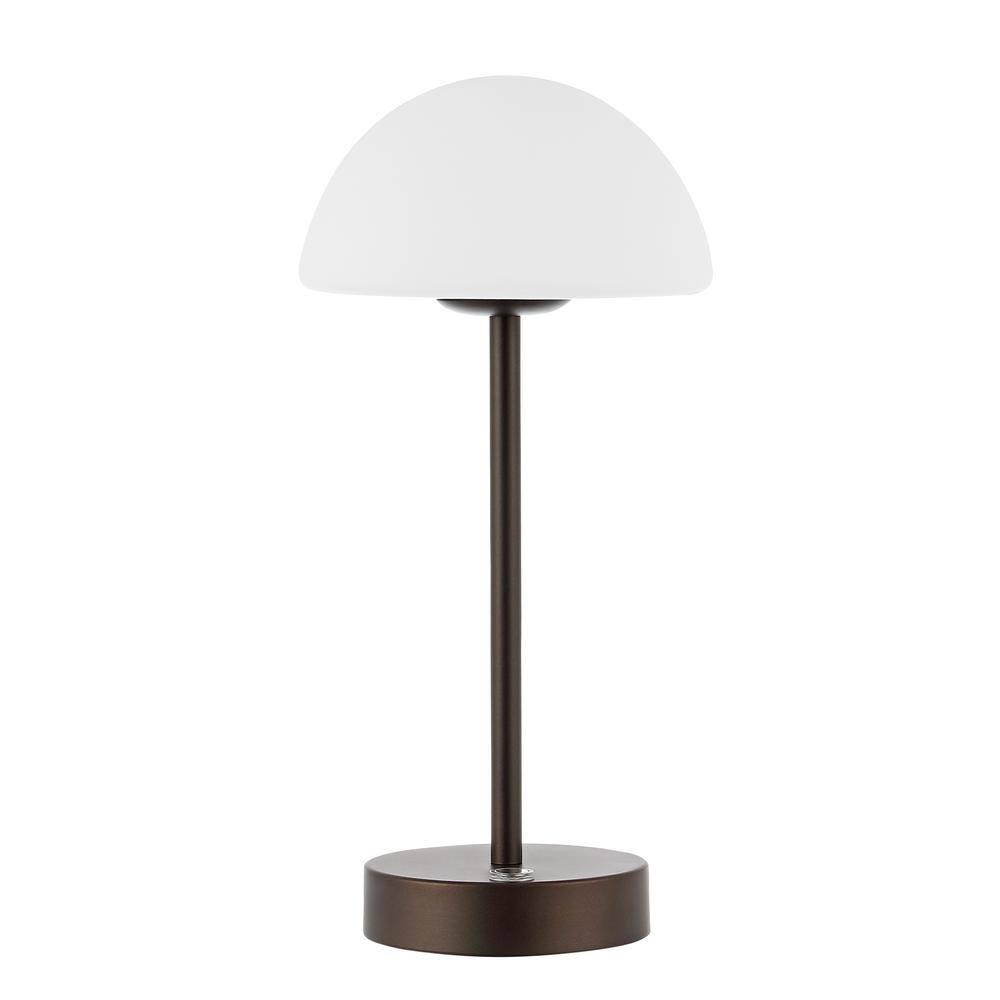 JONATHAN Y JYL7109B Xavier 12.5" Bohemian Farmhouse Iron Rechargeable Integrated Portable LED Table Lamp, Coastal, Contemporary for living room, dinning room, bedroom, Oil Rubbed Bronze/White