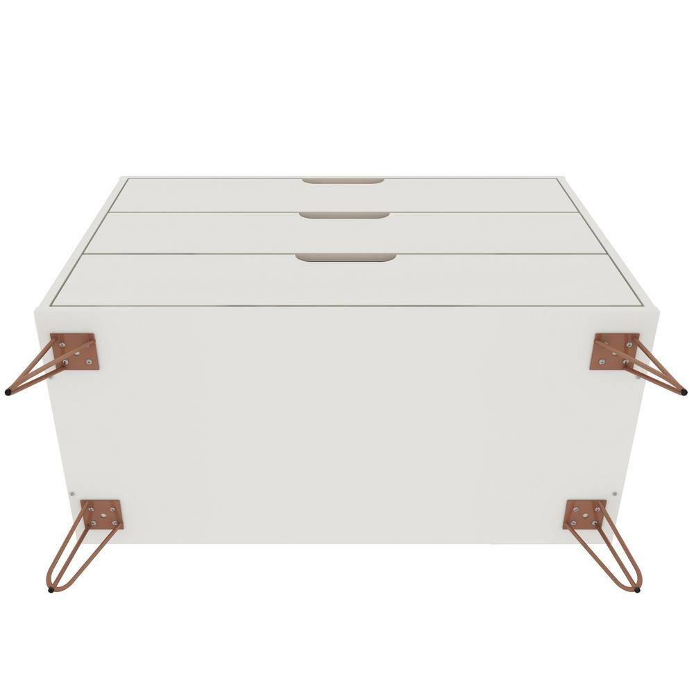 Set of 2 Rockefeller 3 Drawer Dresser Off White - Manhattan Comfort: MDF Bedroom Storage, Easy-Glide, Includes Anti-Tip Hardware