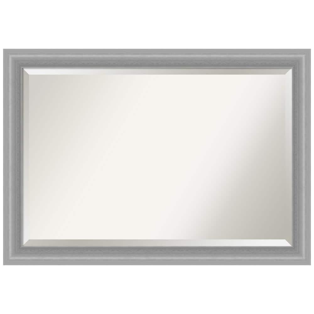 Amanti Art Bathroom Mirror, Peak Polished Nickel Narrow Wall Mirror for use as Bathroom Vanity Mirror Over Sink (28.5 x 40.5 in.) Beveled Mirror, Silver Mirror, Traditional Mirror from WI, USA