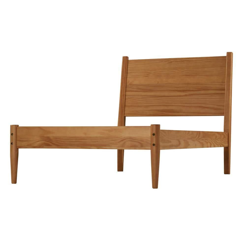 Camaflexi Mid Century Platform Bed Wood Panel Bed Frame with Headboard, Twin, Castanho