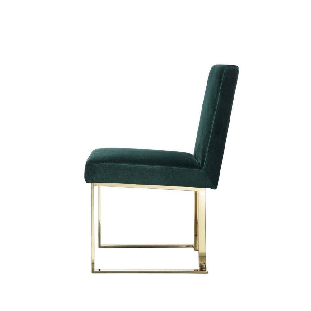 Benjara BM313384 24 in. Boly Side Dining Chair - Velvet & Cantilever - Green & Gold - Set of 2