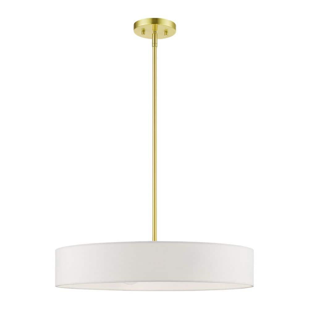 Livex Lighting Venlo 4 - Light Pendant in  Satin Brass/Shiny White